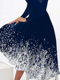 Plus Size Snowflake Casual Loose Crew Neck Dress -Zolucky Sales Store e750c23d17effae73e4027dcbade657d