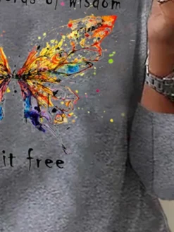 Plus Size Butterfly Long Sleeve Loose Casual T-Shirt -Zolucky Sales Store e7cfbc274d4b5a48956f3aeee5bfab82