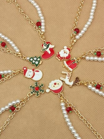Christmas Cartoon Snowflake Santa Claus Imitation Pearls Bracelets 12 Christmas Cartoon Snowflake Santa Claus Imitation Pearls Bracelets - Image 12