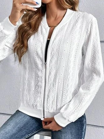 Plus Size Casual Stand Collar Loose Plain Jacket 1 Plus Size Casual Stand Collar Loose Plain Jacket
