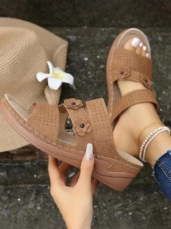 Pu Plain Wedge Heel Slide Sandals -Zolucky Sales Store e9385208655388983b471ab351b59ee7