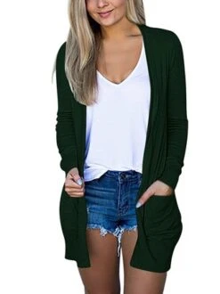 Jersey Loose Pocket Stitching Plain H-Line Casual Long Sleeve Kimono -Zolucky Sales Store ea2612ec21c108636b9fa2a977cb1950