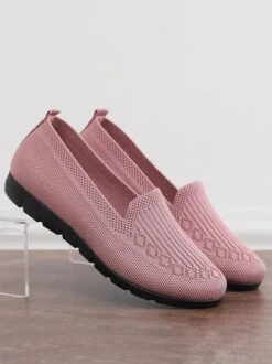 Women Casual Ribbed Fly-knit Fabric Slip On Shoes -Zolucky Sales Store eacc696d91b29f89079f02723fa66de3