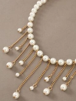 Elegant Chain Fringe Imitation Pearl Necklace -Zolucky Sales Store eaee871a62160afa4c40801ed542505e