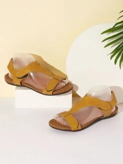 Retro Solid Color Casual Velcro Portable Sandals -Zolucky Sales Store eb659ba183554e71cd7963f3b6ab0b7b