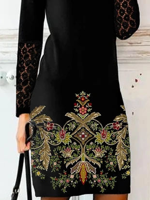 Boat Neck Loose Party Ethnic Lace Dress 3 Boat Neck Loose Party Ethnic Lace Dress - Image 3