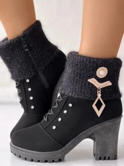 Leather Autumn Chunky Heel Riding Boots -Zolucky Sales Store ec12c15a92e7a9edb2a2a487bbf75d60