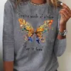 Plus Size Butterfly Long Sleeve Loose Casual T-Shirt
