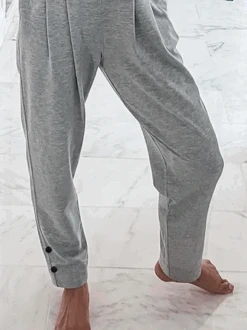 Plus Size Buttoned Casual Plain Pants -Zolucky Sales Store ecb8ca1d5e3d4b1ae378ca432b58cd45