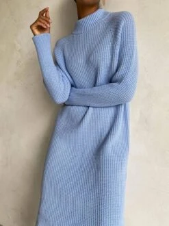 High Neck Raglan Sleeves Knitted Midi Dress With Side Splits 6 High Neck Raglan Sleeves Knitted Midi Dress With Side Splits -Zolucky Sales Store ed3af4ae6b4d2c65c8a833fd65737489