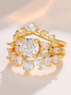 2pcs Rhinestone Decor Leaf Crown Shaped Matching Rings Set -Zolucky Sales Store ed58427633cc460879670b5320139927