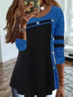 Color Block Loose Casual Top -Zolucky Sales Store ed5a2e3b8341ff3d684e8a919b73b973