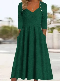 Plain Casual Buckle Sweetheart Neckline Fit & Flare A-Line Maxi Dress With Pocket 10 Plain Casual Buckle Sweetheart Neckline Fit & Flare A-Line Maxi Dress With Pocket -Zolucky Sales Store ed5d456aa0c007be576c311c41022a76