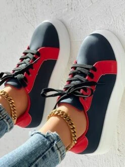 All Season Pu Contrast Stitching Casual Skate Shoes -Zolucky Sales Store ed839eaf858c738791420ee0332525e6