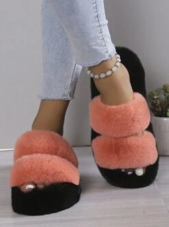 Casual Color Block Double Strap Fluffy Slippers 27 Casual Color Block Double Strap Fluffy Slippers -Zolucky Sales Store edee32882c8b07d24d3aacbb7c12835e