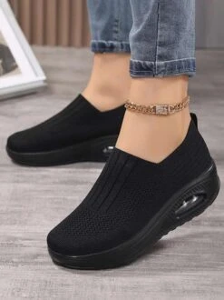 Breathable Air Cushion Platform Slip On Flyknit Sneakers -Zolucky Sales Store ee1886f93bd2c301494f8b4d8799c69d