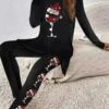 Christmas Wine Glass Jersey Casual Two-Piece Set