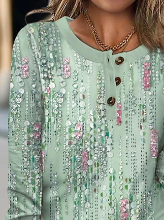 Casual Floral Buckle Loose T-Shirt 2 Casual Floral Buckle Loose T-Shirt - Image 2