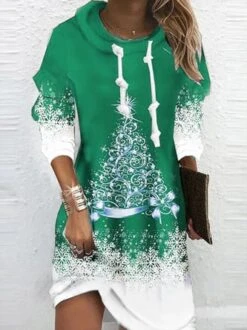 Christmas Casual Loose Long Sleeve Tunic Dress Xmas Dress -Zolucky Sales Store ef7ec0ada25c0296f686450a908528b2