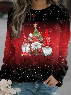 Plus Size Christmas Loose Crew Neck Casual Sweatshirt
