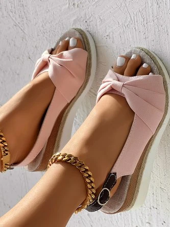 Fabric Summer Wedge Heel Wedge Sandal 5 Fabric Summer Wedge Heel Wedge Sandal - Image 5