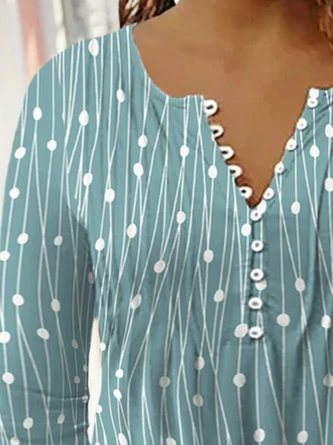 Plus Size Geometric Printed Jersey Casual Three Quarter Sleeve Top 2 Plus Size Geometric Printed Jersey Casual Three Quarter Sleeve Top - Image 2