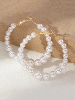 Elegant Gradient Size Imitation Pearl Hoop Earrings -Zolucky Sales Store f13fddad7c74485349674c31d84c711d