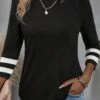 Plus Size Color Block Crew Neck Loose Casual T-Shirt