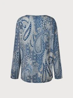 Mystery Paisley Printed Casual Regular Fit Cross Neck Ethnic Long Sleeve T-Shirt -Zolucky Sales Store f233b094f126ec8a8b276e3b20a765c5
