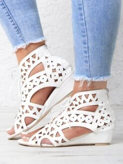 Resort Cutout Lace-Up Sandal Boots -Zolucky Sales Store f2557c3637cc9ce24c051c88a3472095