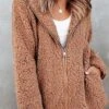 Pocket Stitching Plain Casual Hoodie Teddy Jacket