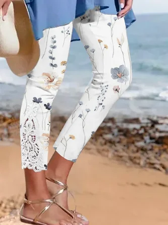 Lace Tight Floral Casual Leggings 2 Lace Tight Floral Casual Leggings - Image 2