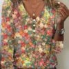 Plus Size Casual Floral Loose T-Shirt