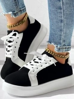 All Season Pu Contrast Stitching Casual Skate Shoes -Zolucky Sales Store f3d85be111adab05a626dd920f4111be