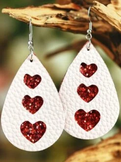 Heart Shaped Leather Earrings
