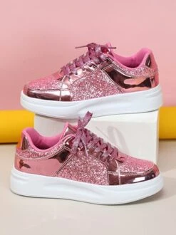 Women Fashion Glitter Paneled Lace-Up Skate Shoes 37 Women Fashion Glitter Paneled Lace-Up Skate Shoes -Zolucky Sales Store f41e0fcf110bd977db3efbcf89a2b2d4