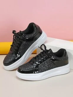 Women Fashion Glitter Paneled Lace-Up Skate Shoes 34 Women Fashion Glitter Paneled Lace-Up Skate Shoes -Zolucky Sales Store f4d2ad2626c0c8a7975c99a7edaeb25b