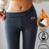 Fleece Plain Tight Casual Leggings
