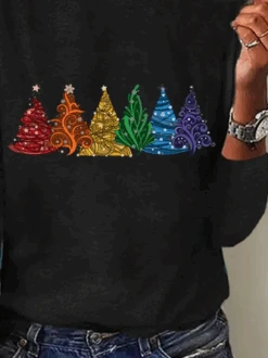 Plus Size Christmas Tree Daily Crew Neck Casual Loose H-Line Long Sleeve T-Shirt -Zolucky Sales Store f548eb0aa26e251866c89fce2221258f