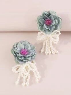 Elegant Flower Imitation Pearl Bowknot Party And Wedding Dangle Earrings -Zolucky Sales Store f5995d3851fcb2728c545e4e38a16600