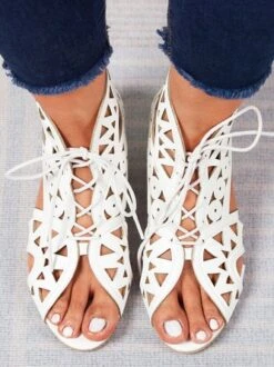 Resort Cutout Lace-Up Sandal Boots -Zolucky Sales Store f706e1cc03b6b4d4f06c25e7c5f9d13a