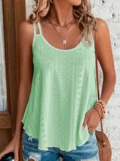 Plain Solid A-Line Tank Casual Eyelet Embroidery Cami 30 Plain Solid A-Line Tank Casual Eyelet Embroidery Cami -Zolucky Sales Store f743d50bb794d63888872d601f0d6566