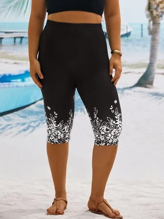 Plus Size Jersey Floral Casual TightLeggings 2 Plus Size Jersey Floral Casual TightLeggings - Image 2