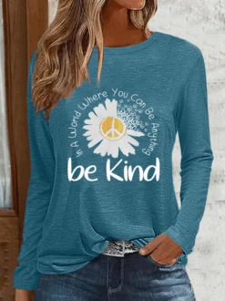 Women'S Daisy Be Kind Text Letters Simple Shirt