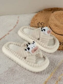 Casual Cartoon Cow Warmth Cross Strap Slippers -Zolucky Sales Store f8b3c06027744d87aba3538e4dc02c49 1694401077386