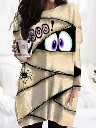 Loose Casual Pocket Stitching Halloween Dress 1 Loose Casual Pocket Stitching Halloween Dress