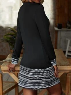 Crew Neck Geometric Casual Dress 17 Crew Neck Geometric Casual Dress -Zolucky Sales Store f9a48be1ff2143ca03a08f89349dc45e