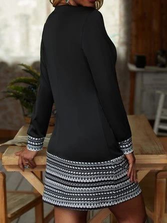 Crew Neck Geometric Casual Dress 6 Crew Neck Geometric Casual Dress - Image 6