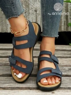 Vintage Embroidery Hook And Loop Comfy Sole Flat Sandals -Zolucky Sales Store faa2928ac79459e2ce0ca46ba8320af0