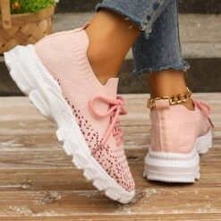 Mesh Fabric Plain Casual All Season Flyknit Sneakers -Zolucky Sales Store fad1bc32aac1a5e39d75a3b3cd4f0353